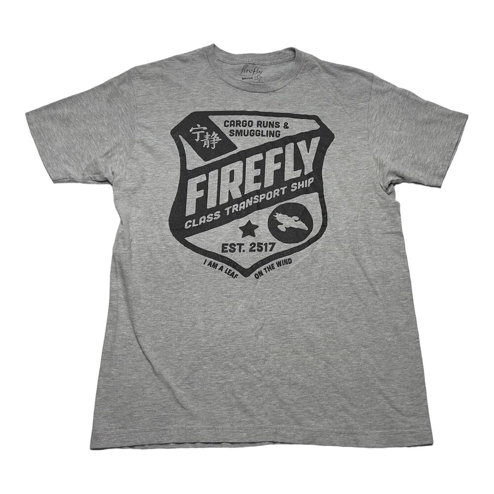 Firefly / Serenity Firefly Class Transport Ship Shield Logo Gray T-Shirt sz L